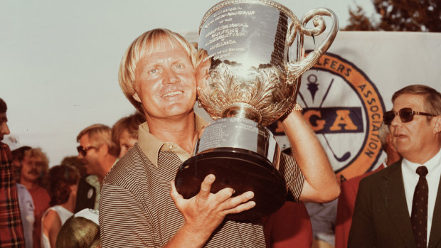 Jack Nicklaus depois de vencer o campeonato PGA de 1980 em Oak Hill.