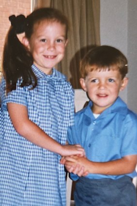 Jess with Brett on his first day of school.