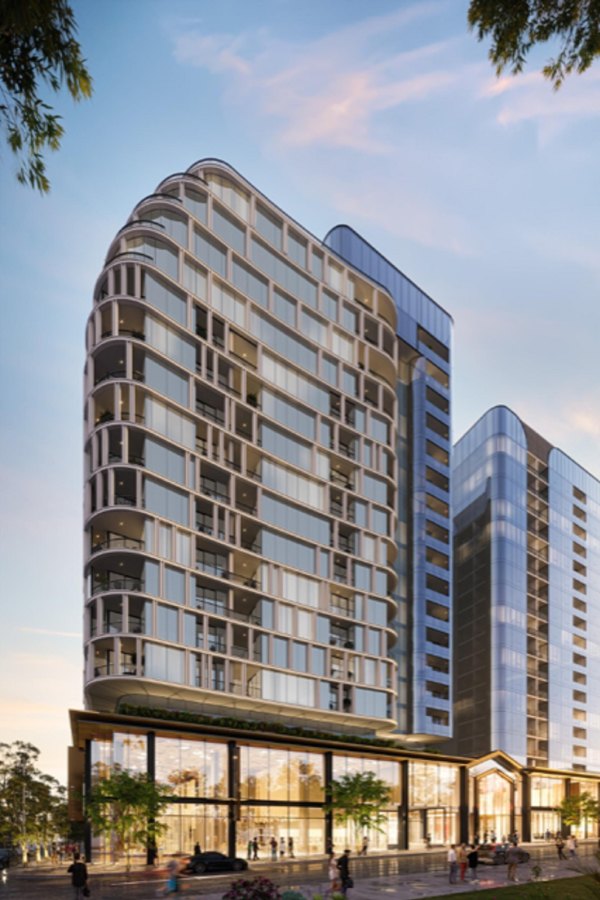An artist’s impression of the 425 apartment twin-tower Box Hill project.