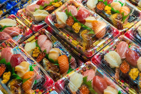 Neighbourhood supermarkets in Japan sell bargain sushi that can be superior to that in restaurants in Australia.