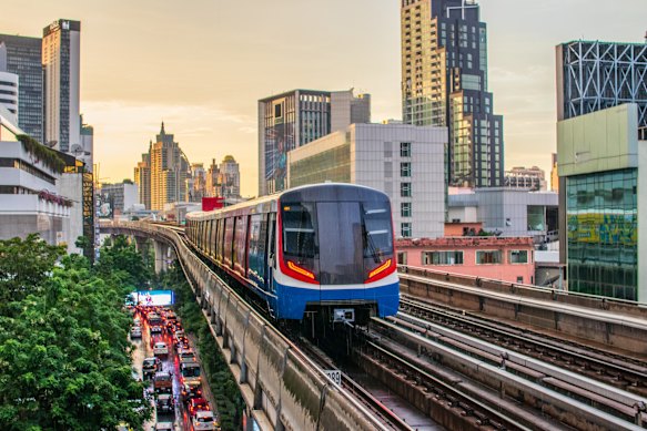 Bangkok’s Skytrain service to and from the Thai capital’s airport is much cheaper than a taxi.