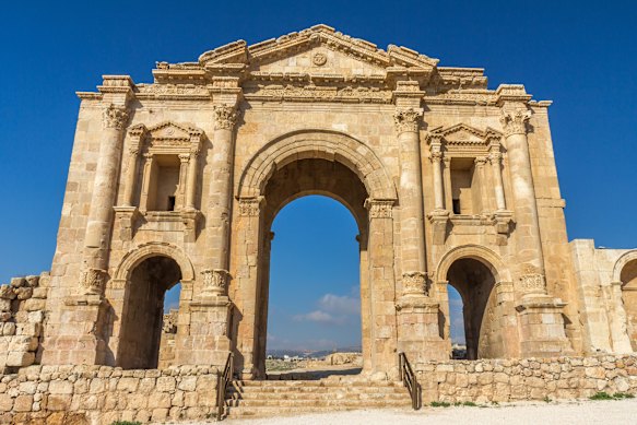 Hadrian’s Arch in Jerash, Jordan.