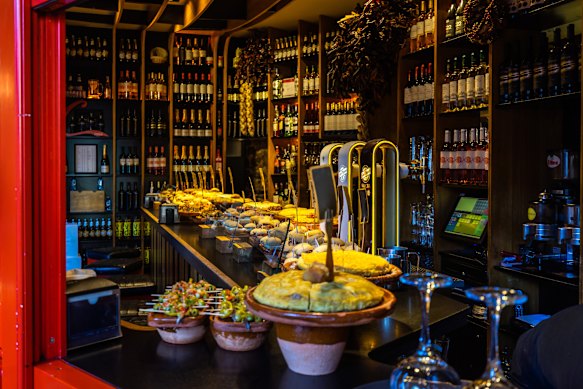 Line them up – tapas on the bar in Spain.