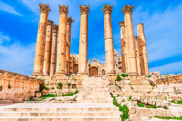 Temple of Artemis’ ornate pillars glow in sunlight.