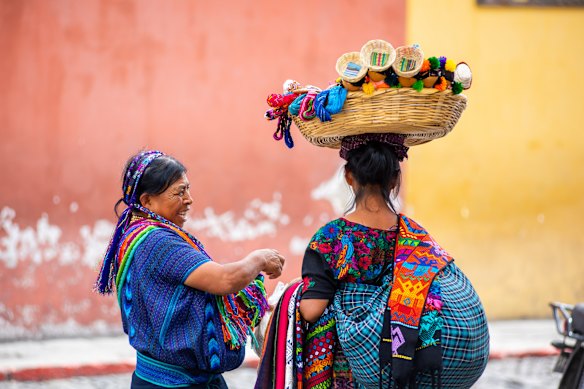 Vendors in the city of Antigua, one of the oldest cities in Guatemala and a UNESCO World Heritage site.