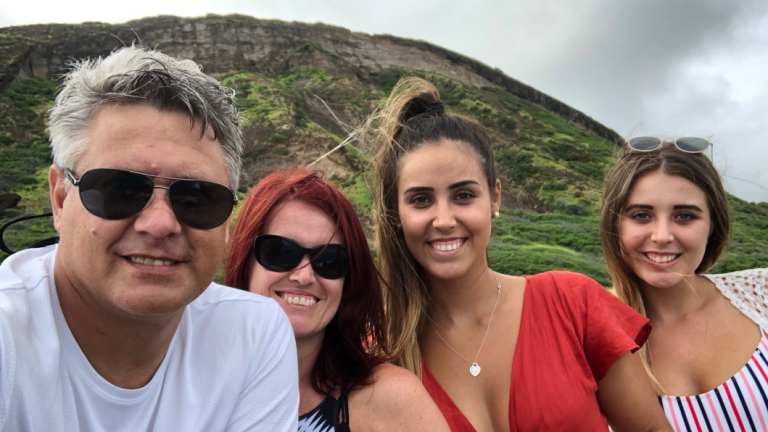 Left to right: Ben Berg, Lana (his wife of 25 years), his 21-year-old daughter Micayla and his 18-year-old daughter Lene.