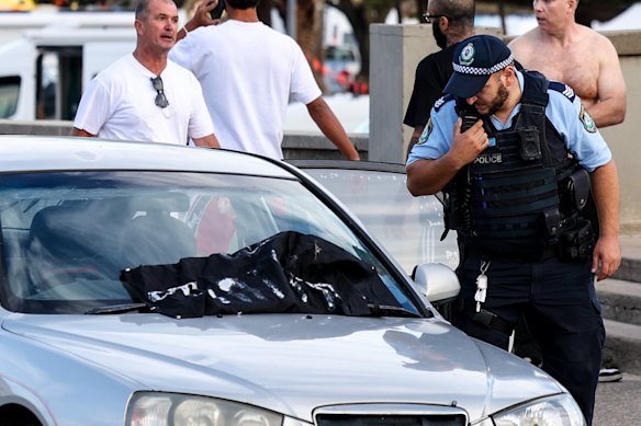 The Islamic State flag was displayed on the windscreen of the car belonging to the gunmen during the Bondi massacre.