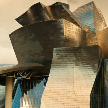 The facade of the Guggenheim museum in Bilbao, Spain, is covered in titanium.