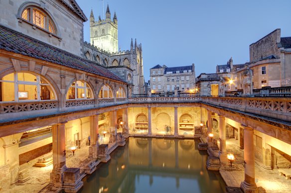 The ancient Roman baths at the eponymously named English city of Bath.