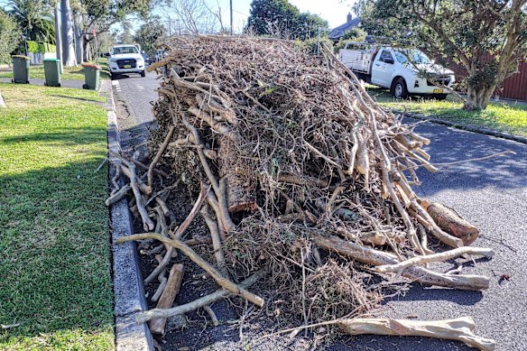 Waste dumped on a road in the Willoughby Council area.