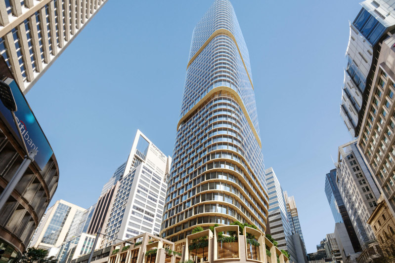 Halo, the 55-storey tower proposed for the corner of Hunter Street and Pitt Street in Sydney’s CBD.