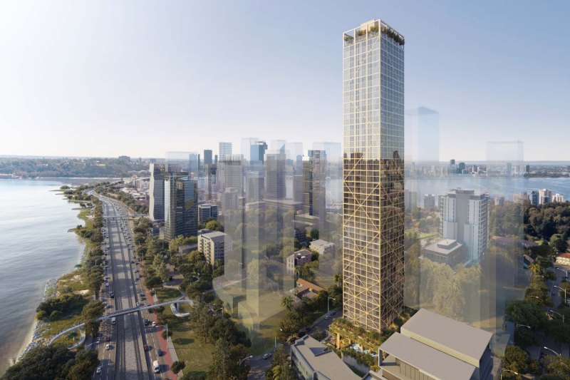 An 8 per cent premium: Grange Development’s planned 50-storey hybrid tower in Perth will cost $14.1 million more to build than the conventional equivalent.
