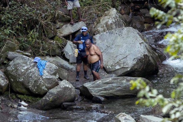 PNG Prime Minister James Marape celebrated his day   with a post0trek swim. 