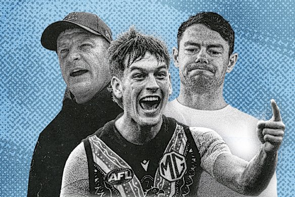 Michael Voss, Zak Butters and Lachie Neale.