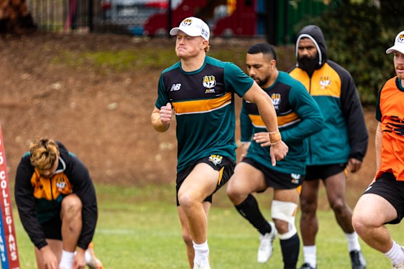 Tane Edmed, Ngani Laumape and Marika Koroibete at AUNZ training.