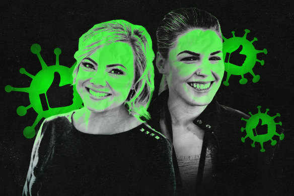 Amanda Riley (left) and Australian cancer fraudster Belle Gibson (right).