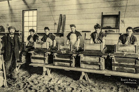 Workers in Alfred Nobel’s dynamite factory, the source of his great fortune.