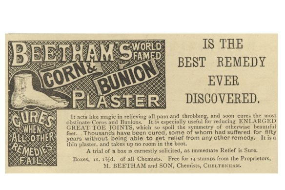 ‘Like magic!’ An 1893 remedy for both corns and bunions, although these are actually quite different conditions (see article for details).