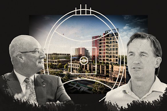 Port Adelaide chairman David Koch (left) is steering a $20 million property investment, backed by the AFL, to secure the club’s future.