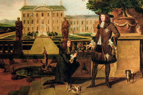 Charles II, right, receives the first pineapple grown in Britain in this oil painting by Hendrick Danckerts from 1787.