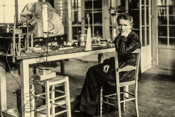 Marie Curie, the only woman to have won the Nobel Prize twice, pictured in her laboratory in 1900.