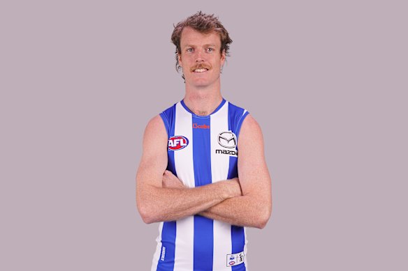Nick Blakey dons the North Melbourne guernsey.