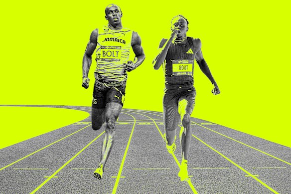 Drawing comparisons: Sprint king Usain Bolt and rising star Gout Gout.