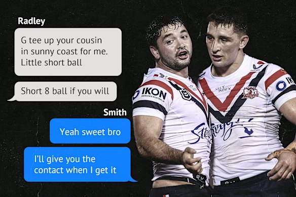 Brandon Smith, Victor Radley and an alleged text exchange between the pair.