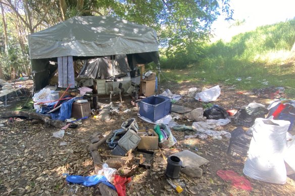 An image released by the City of Moreton Bay Council earlier this month shows Gayundah Arboretum Park, where homeless people had been camping.