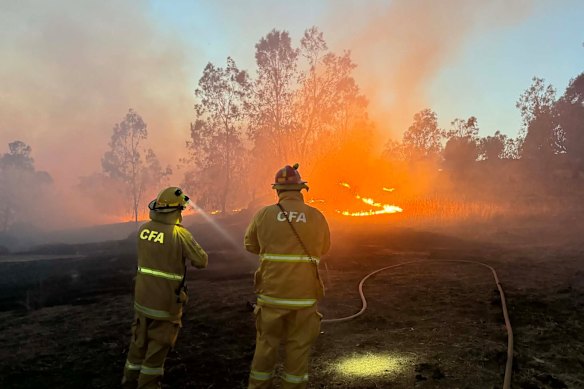 Firefighters battling the fire at Longwood.