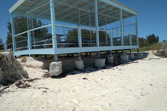 A community-erected pavilion in Lancelin was in May moved for the third time.