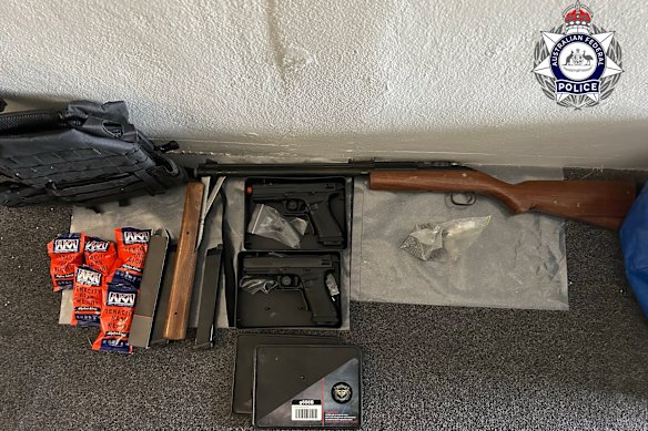 Gel blasters and an air rifle were also allegedly found at the Villawood unit.