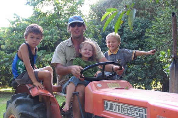 Wini Heatley (centre) with her dad and brothers on their property in Julatten.