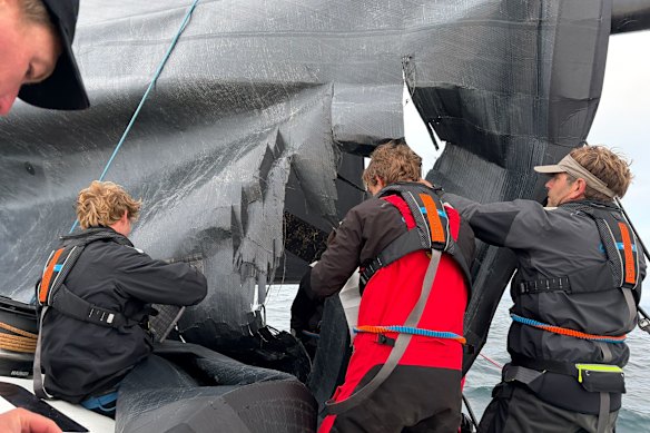 LawConnect’s sail ripped on the final day of sailing. 