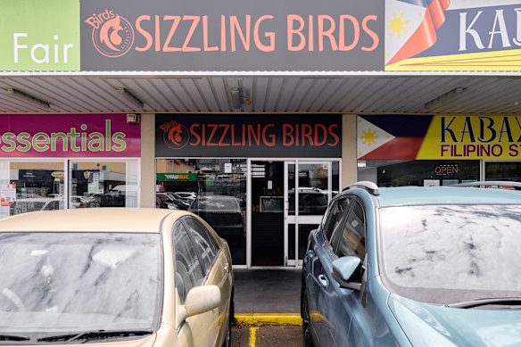 Sizzling Birds occupies a small shopfront in the Civic Fair shopping complex on Newnham Road.