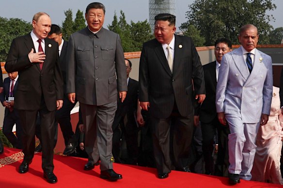 Live footage of the private conversation between the world leaders aired during Beijing’s military parade.