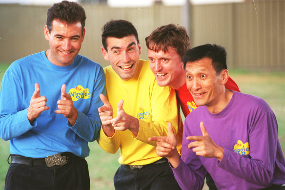 Greg Page (second from left) in his days as the Yellow Wiggle.