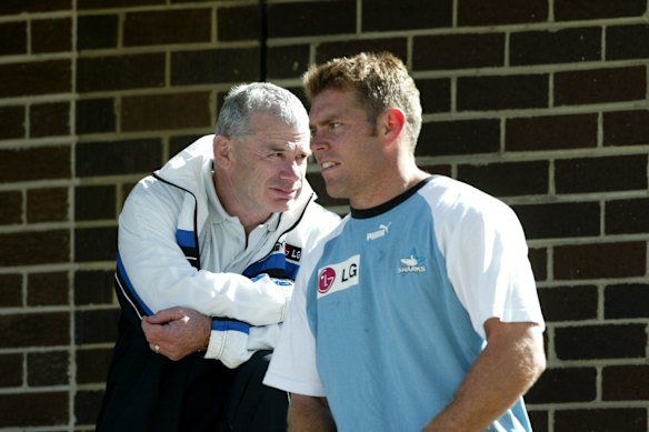 Cronulla coach Chris Anderson and halfback Brett Kimmorley.