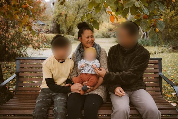 Amalia Freeman with her three children with Dezi Freeman, taken in 2022