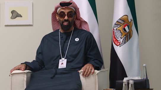 US Secretary of State Marco Rubio, left, with National Security Advisor Sheikh Tahnoon bin Zayed Al Nahyan in Abu Dhabi.