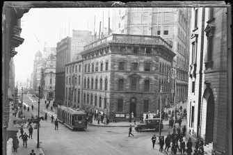 Rich history: The Herald building on Hunter and Pitt Street, Sydney, in the 1920s.
