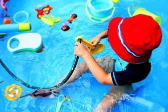 Even the shallowest of pools can be a drowning hazard for very young children.