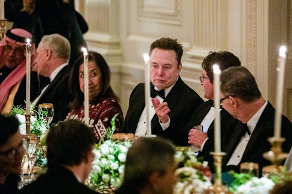 Elon Musk at the White House dinner for Crown Prince Mohammed bin Salman.