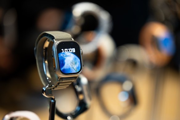 An Apple Inc. Watch Ultra 2 smartwatch on display at an Apple store.