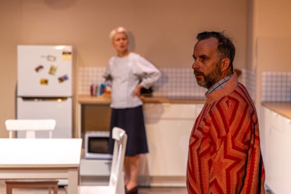 Rebecca Bower and John Leary play a bickering couple – and many other characters – in <i>The Platypus</i>.