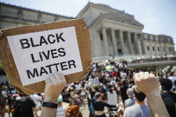A Black Lives Matter protest in New York in June 2020.