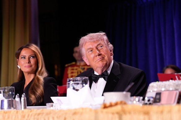 US first lady Melania Trump and Donald Trump at the dinner before chaos erupted.