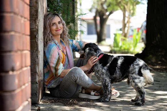 Hannah Carroll Chapman (with her dog Iggy Pup), the creator of reboot of Heartbreak High.