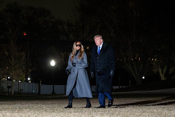 President Donald Trump, pictured with first lady Melania Trump returning to the White House, has been sensitive to criticism on late night television.