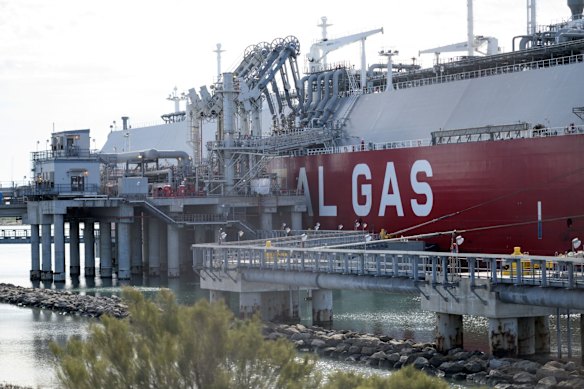 The US is now the biggest exporter of LNG, on ships such as the Aristidis I tanker, pictured docked in Corpus Christi, Texas.